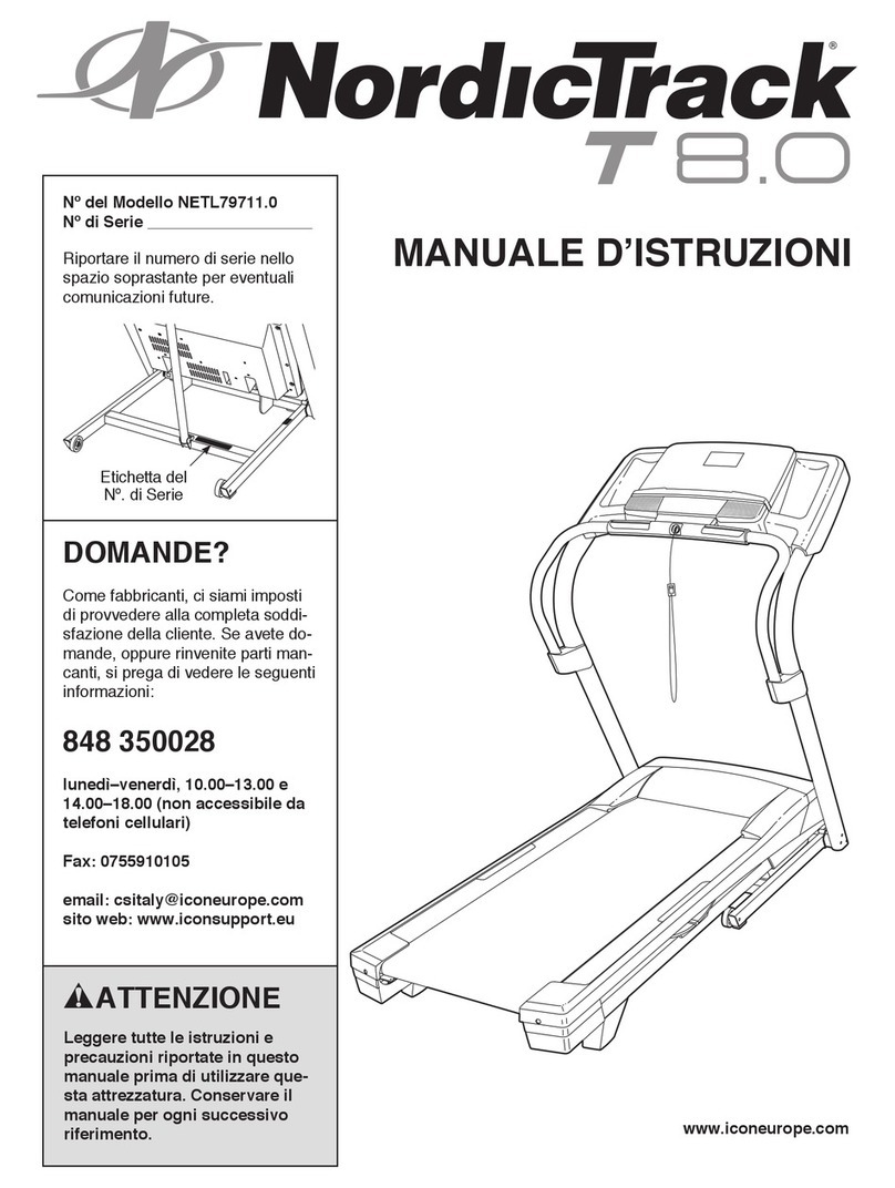 NordicTrack T8.0 Treadmill Operating and maintenance manual