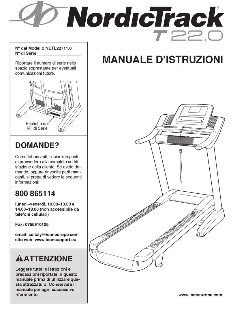 NordicTrack T22.0 Treadmill Operating and maintenance manual