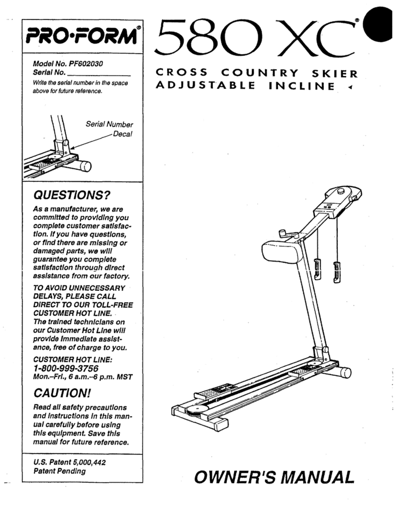 Pro-Form 580 Xc Skier User manual