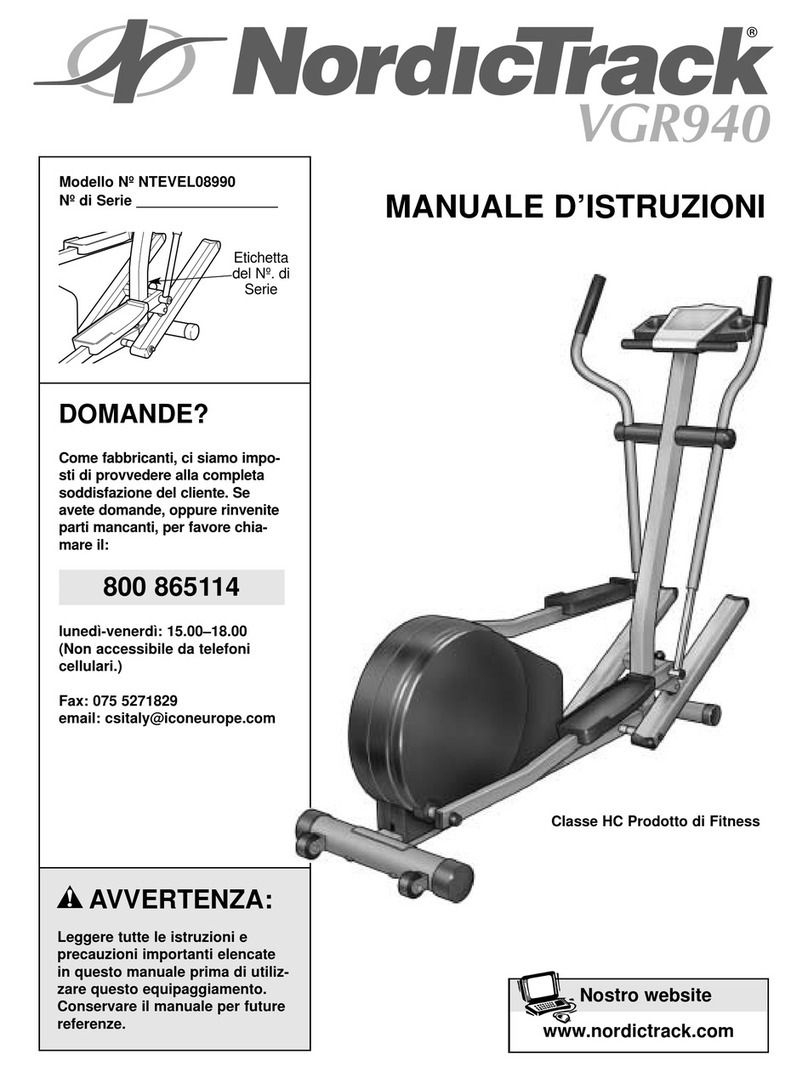 NordicTrack Vgr 940 Operating and maintenance manual