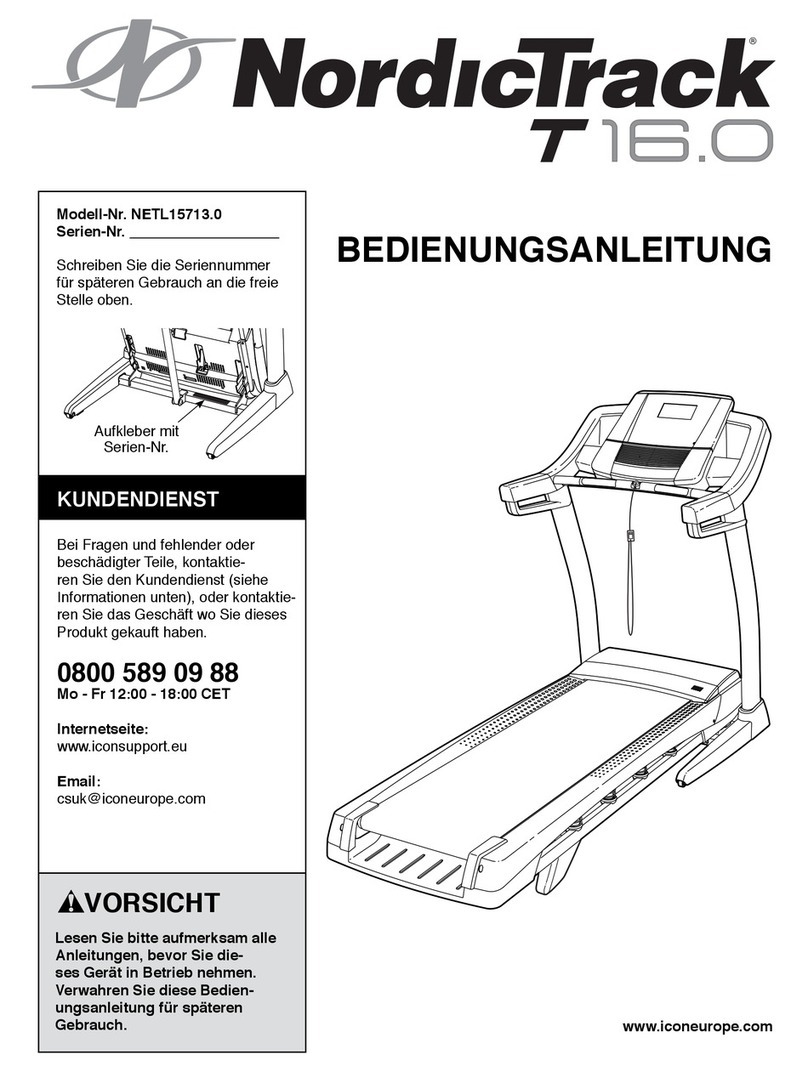 NordicTrack T16.0 Treadmill Quick start guide