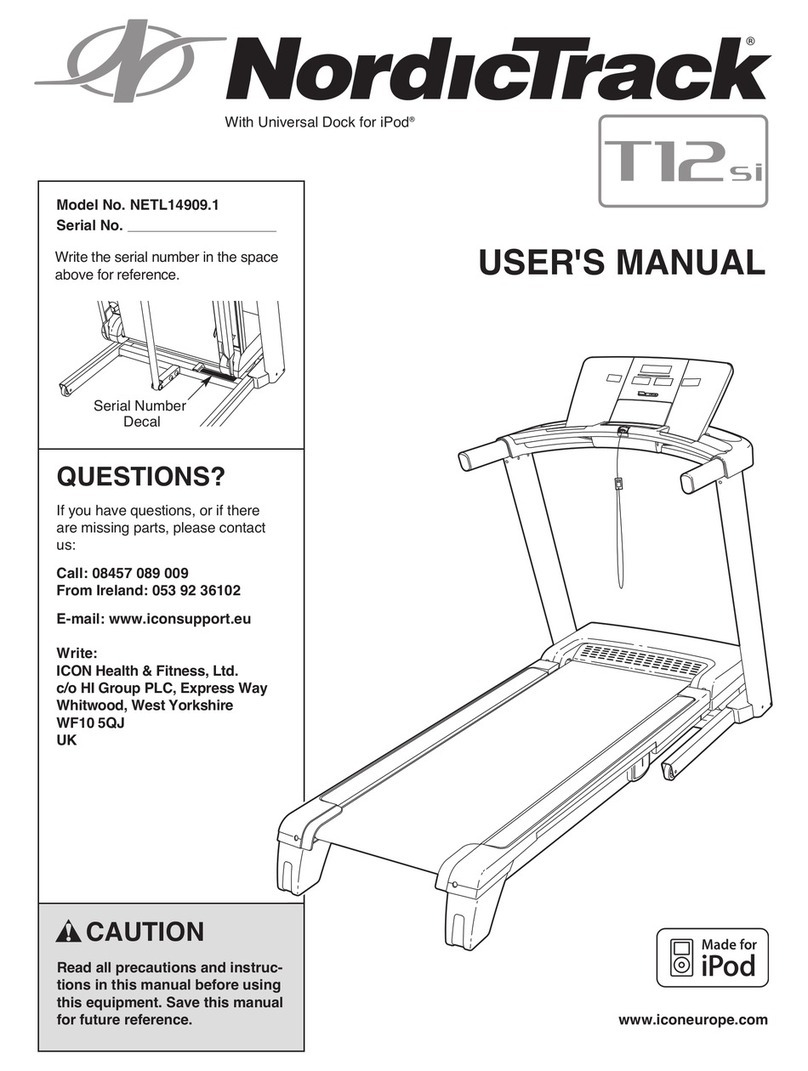NordicTrack T12 Si Cwl Treadmill User manual