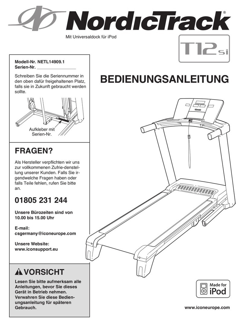 NordicTrack T12 Si Cwl Treadmill Quick start guide