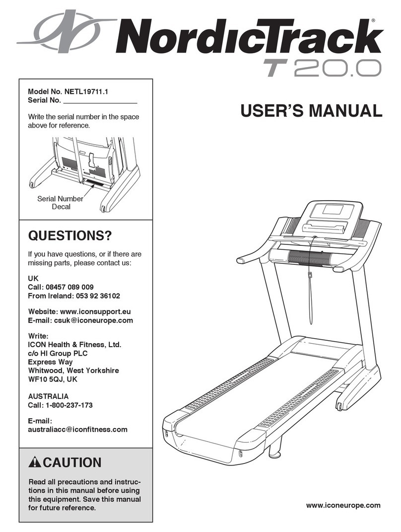 NordicTrack T20.0 Treadmill user manual
