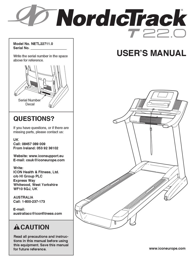 NordicTrack T22.0 Treadmill User manual