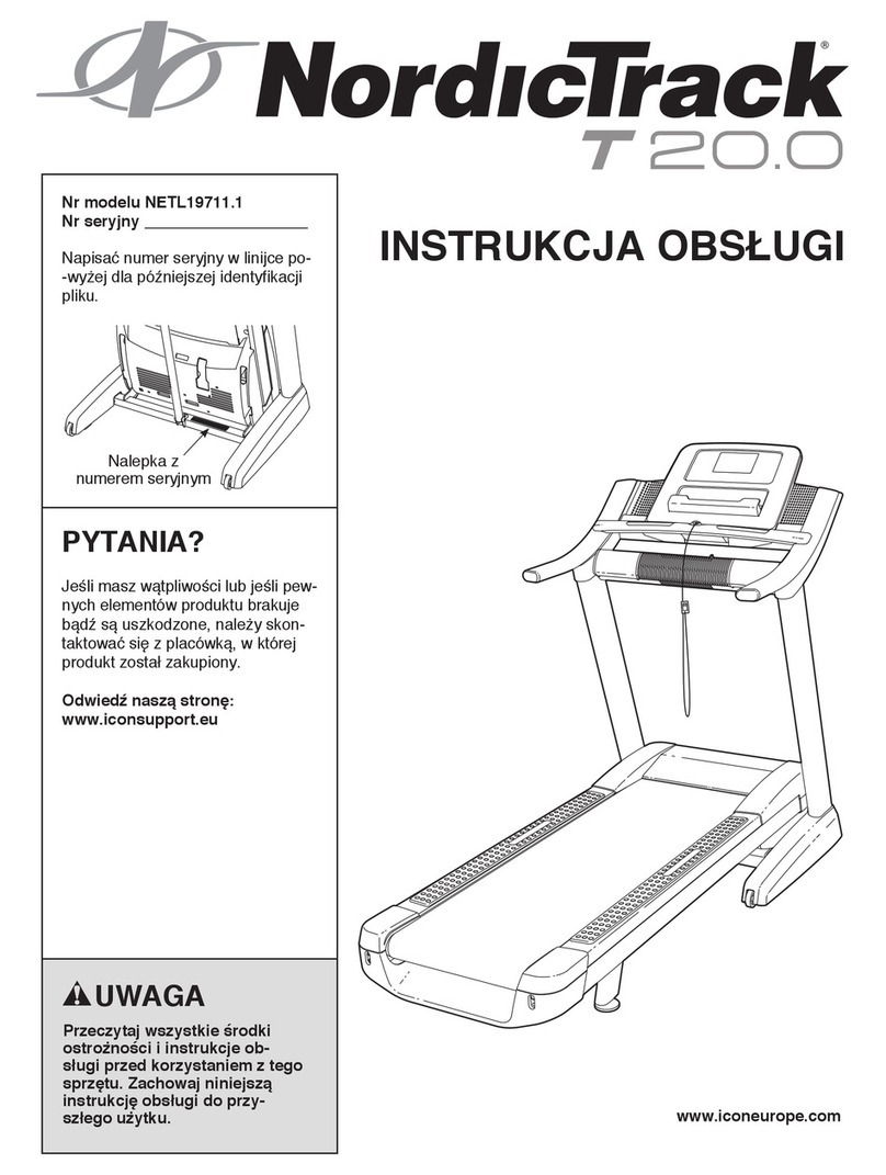 NordicTrack T20.0 Treadmill Reference guide