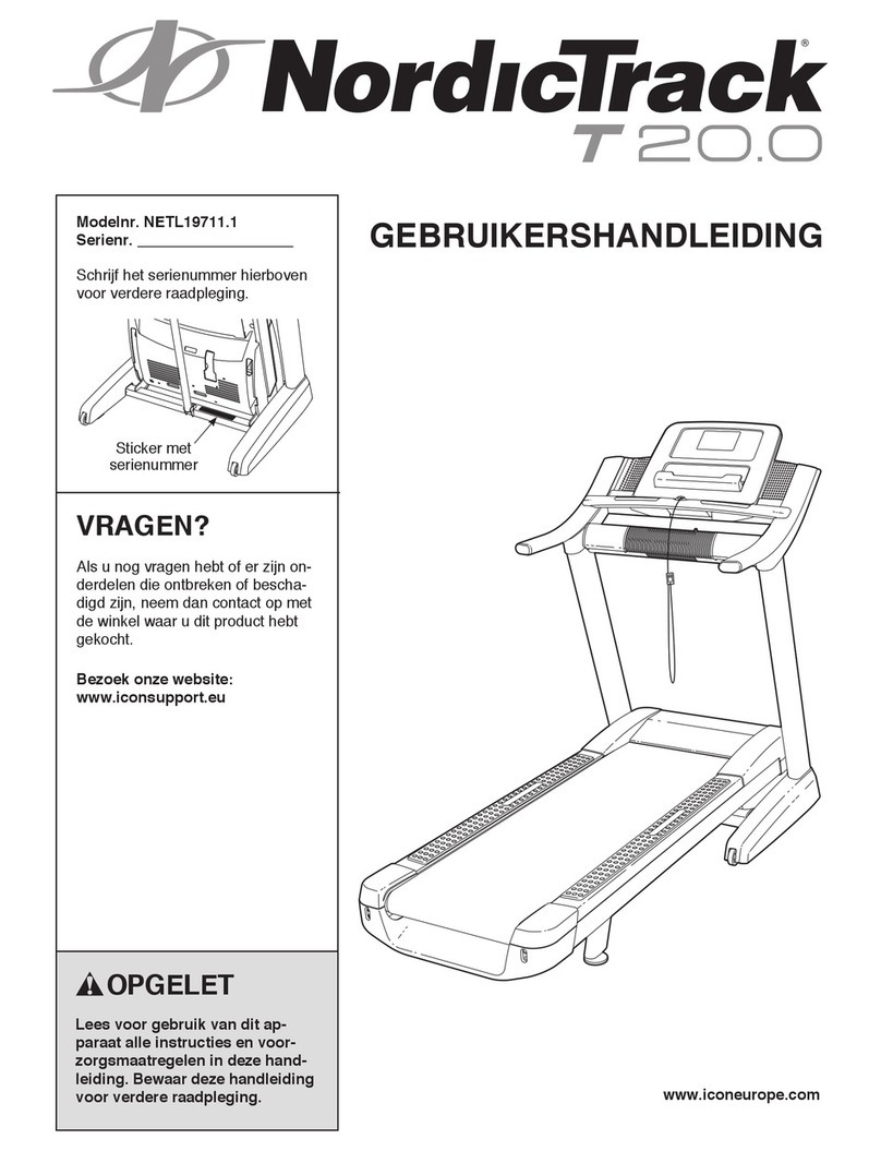 NordicTrack T20.0 Treadmill Gebruikershandleiding