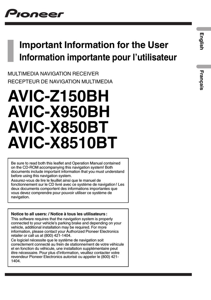 Pioneer AVIC-Z150BH Important information for the user Pioneer AVIC-Z150BH Important information for the user