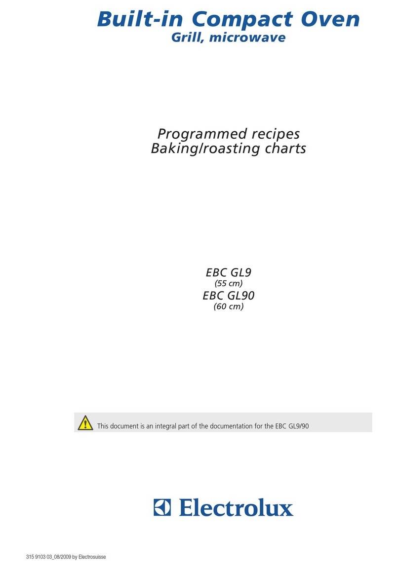 Electrolux EBC GL9 Programmed recipes baking/roasting charts