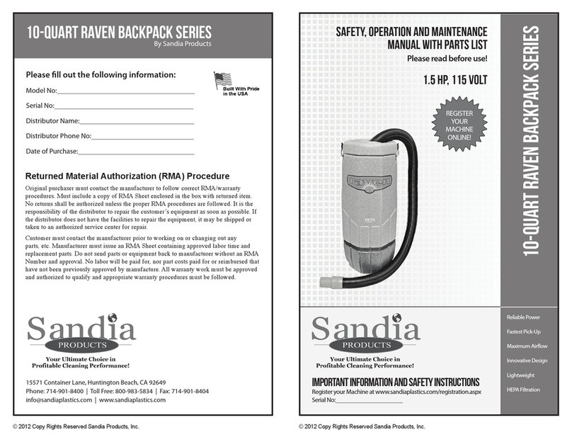 Sandia Plastics Raven Series Safety, operation and maintenance manual with parts list Sandia Plastics Raven Series Safety, operation and maintenance manual with parts list