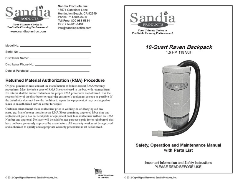 Sandia Plastics Raven Series Safety, operation and maintenance manual with parts list Sandia Plastics Raven Series Safety, operation and maintenance manual with parts list