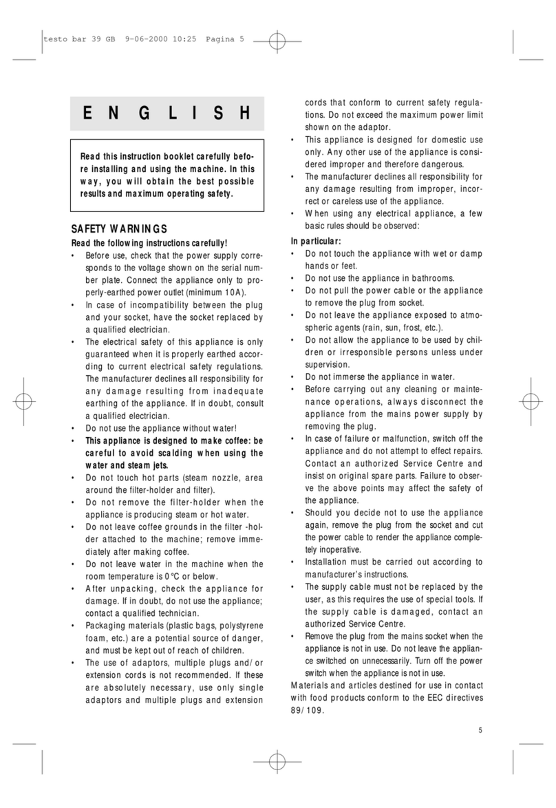 DeLonghi Bar 39 User manual