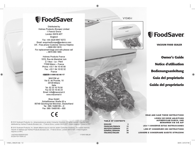FoodSaver V1040-I owner's guide