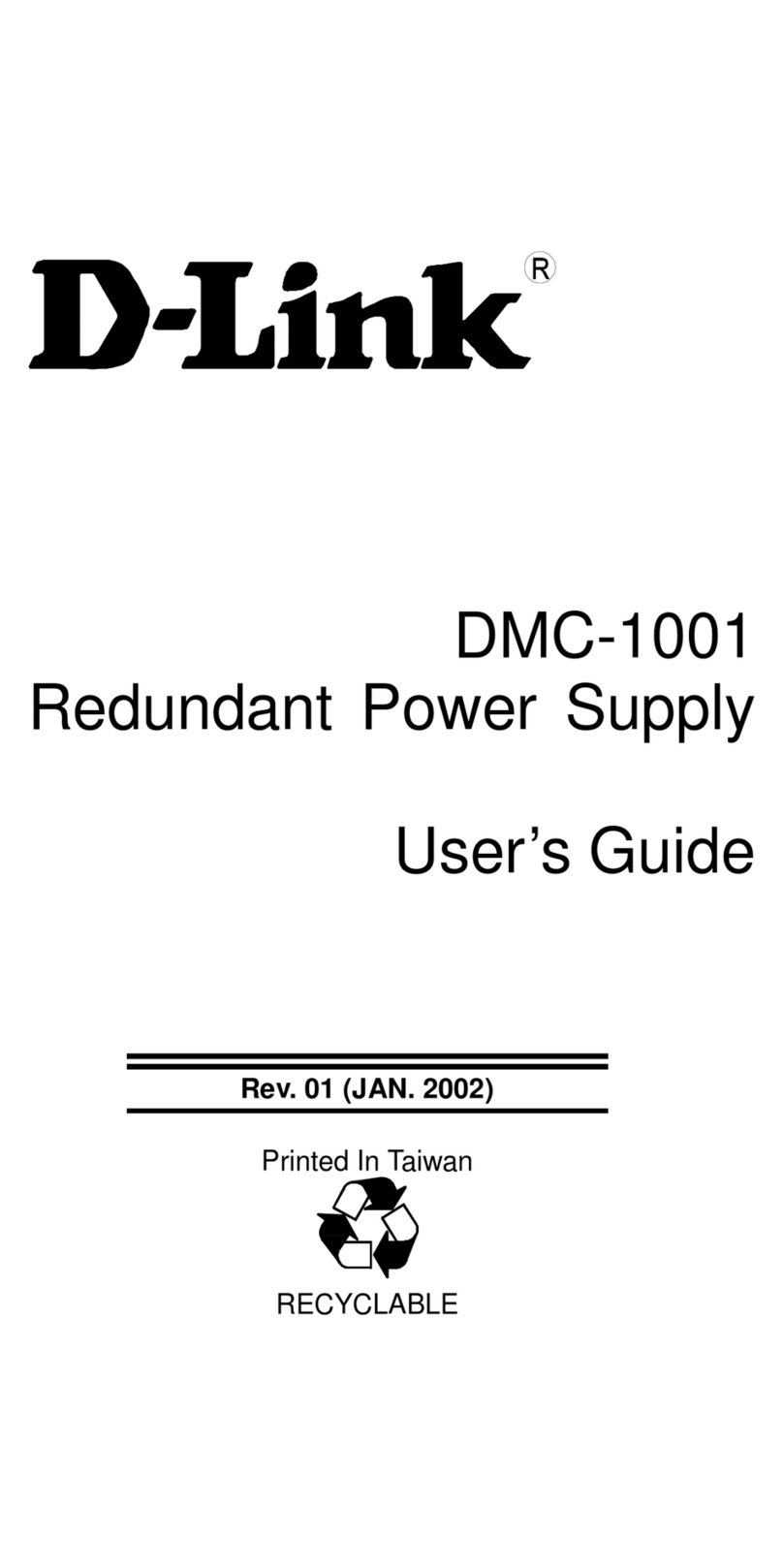 D-Link DMC-1001 - Power Supply - hot-plug User manual D-Link DMC-1001 - Power Supply - hot-plug User manual