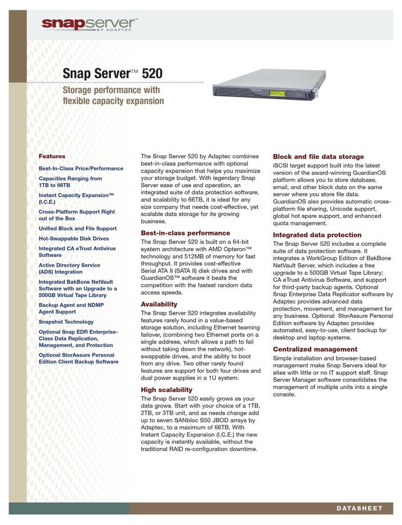 Adaptec Snap Server 520 datasheet