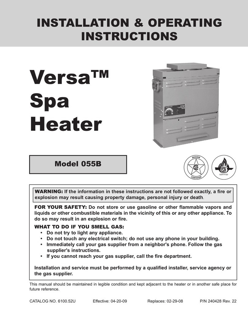 Rheem Versa Spa Heaters operating instructions