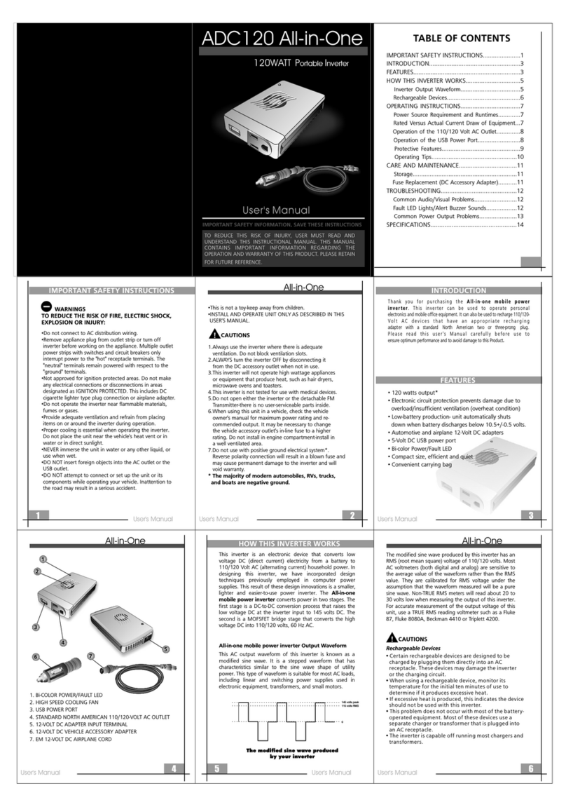 Audiovox ADC120 - DC to AC Power Inverter user manual