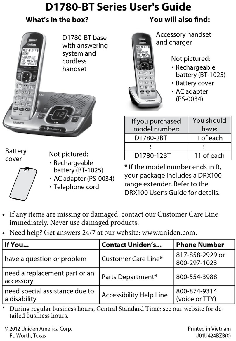 Uniden D1780-BT Series user guide