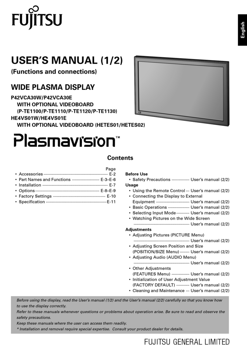 Fujitsu Plasmavision PV42VCA30W User manual