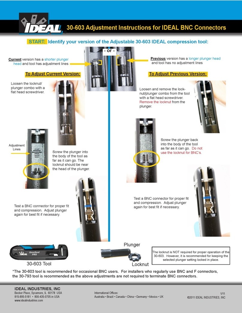 IDEAL INDUSTRIES 30-603 Adjustment instructions