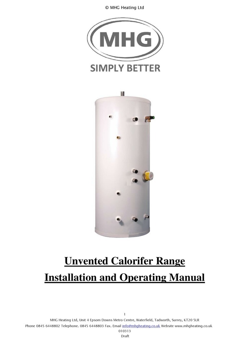 MHG Heating Unvented Calorifer Range Installation and operating manual