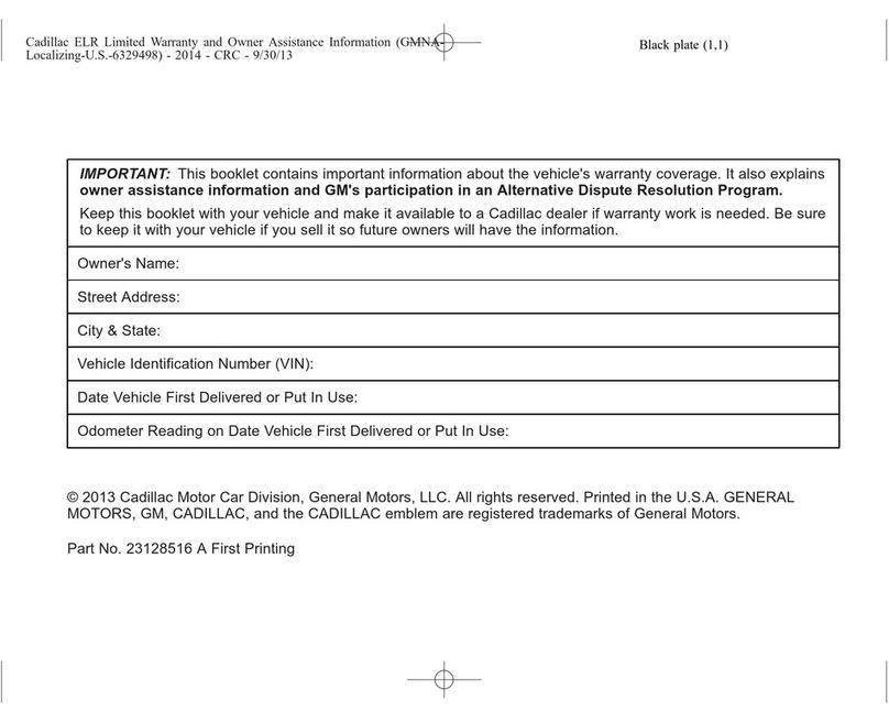 Cadillac 2014 ELR Parts list manual