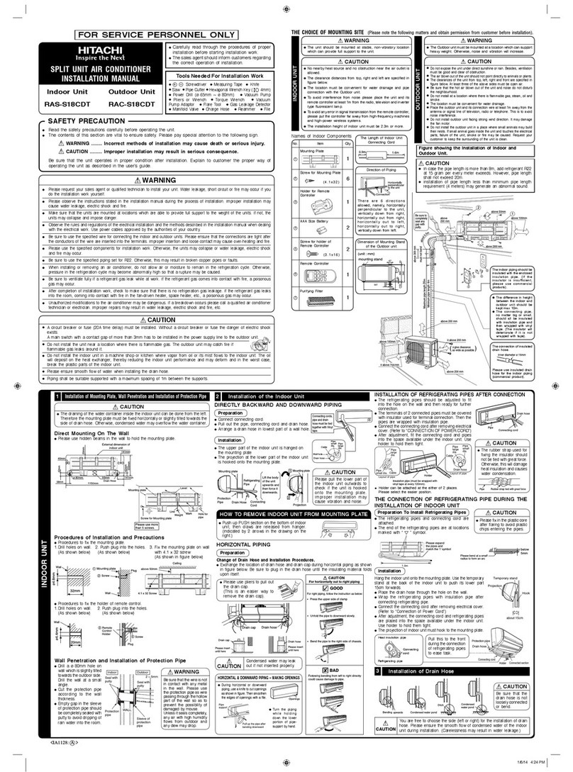 Hitachi RAS-S18CDT User manual