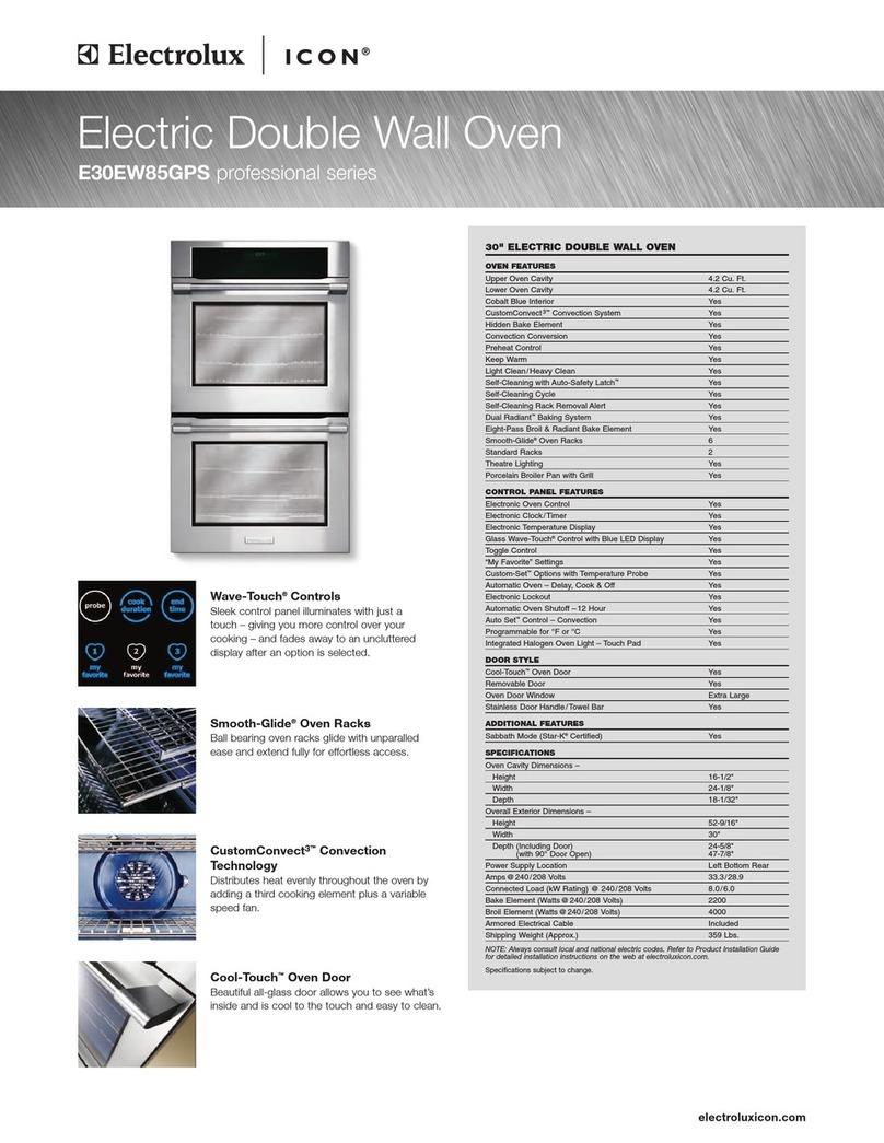Electrolux E30EW85GPS - Icon 30" Professional Series Electric Double... Specifications and installation