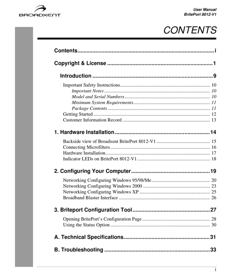 Broadxent BritePort 8012-V1 User manual