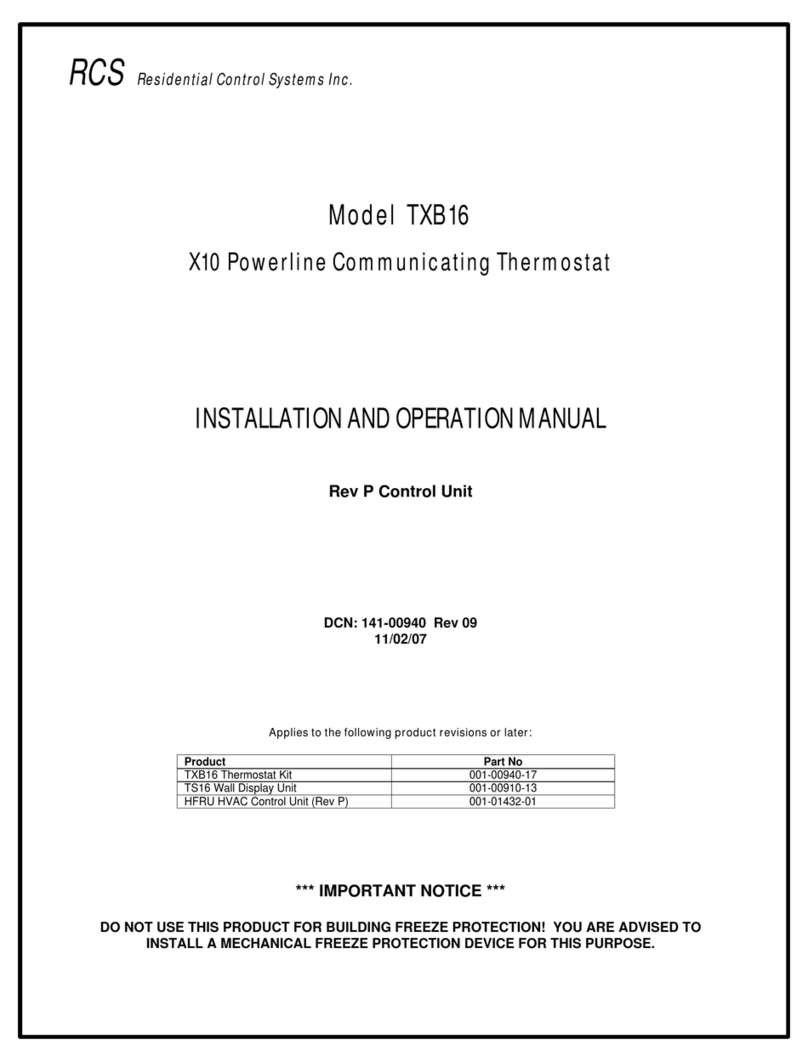 Residential Control Systems TXB16 Installation and operation manual