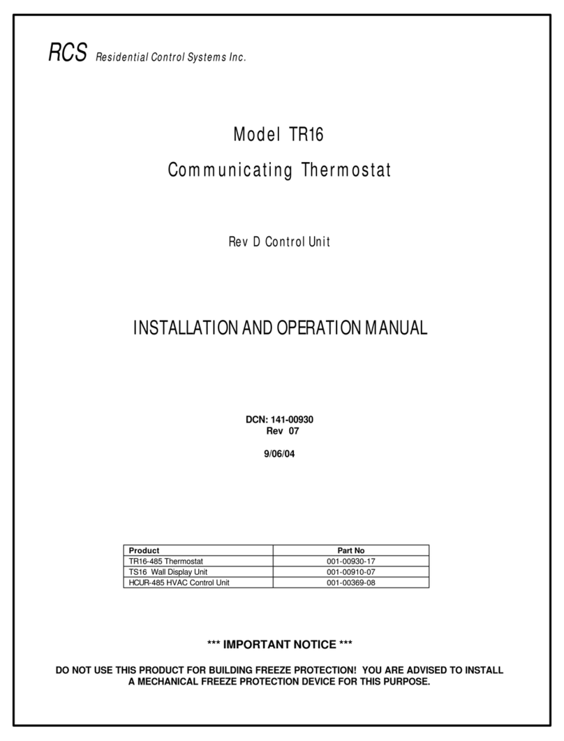 Residential Control Systems TR16 Installation and operation manual