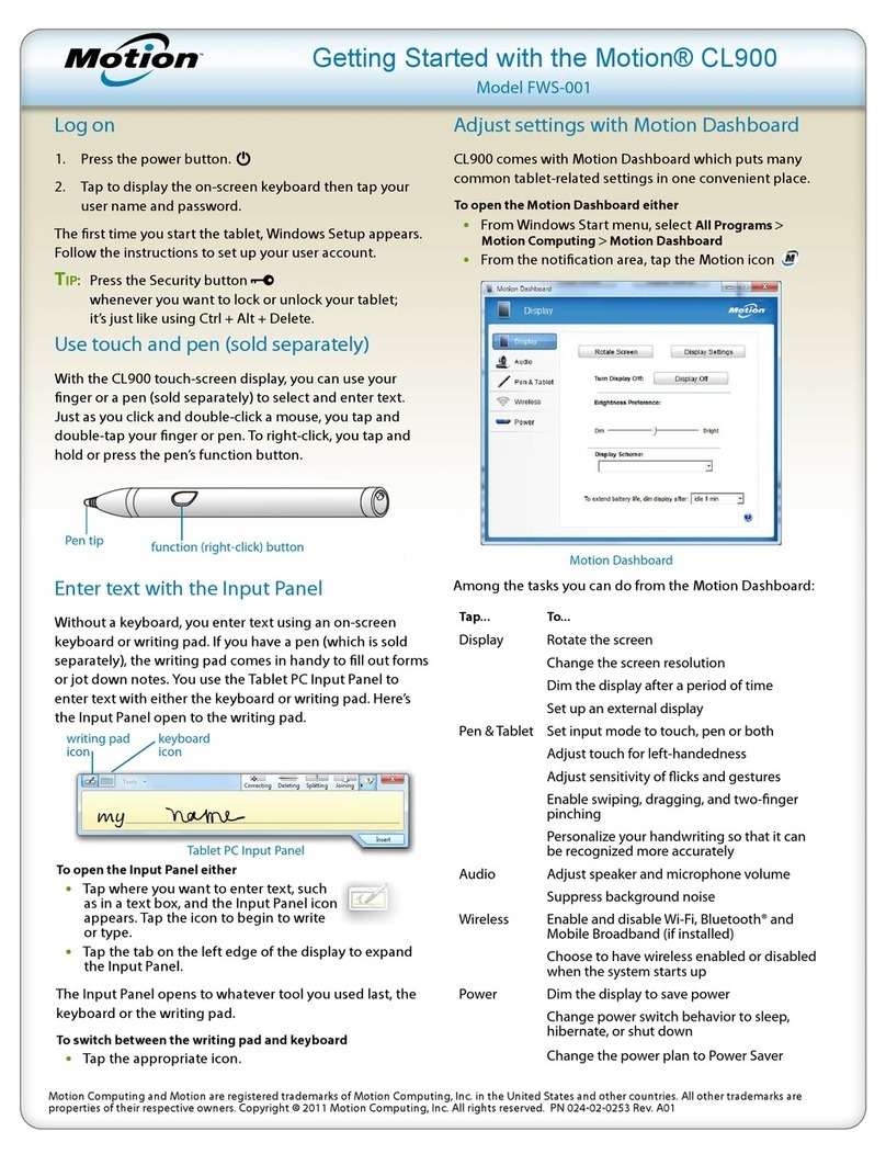 Motion Computing CL900 FWS-001 User manual