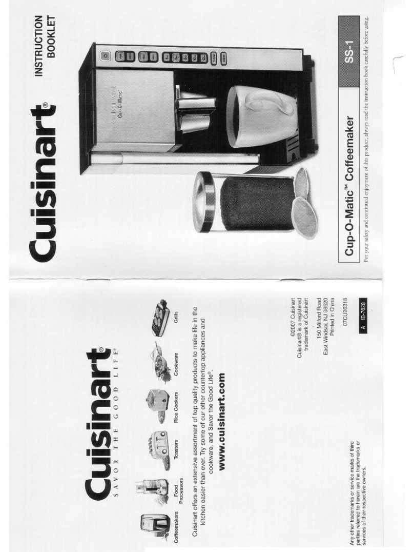 Cuisinart SS-1 - Cup-O-Matic Single Serve Coffeemaker User manual