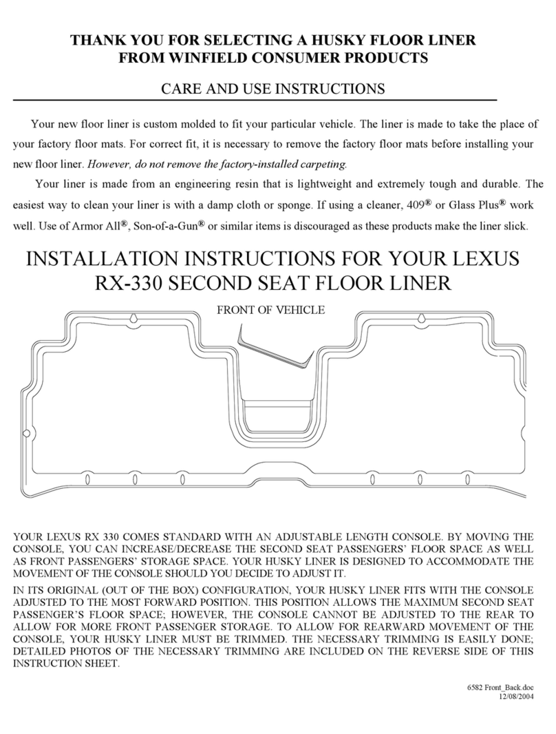 HUSKY LINERS 6582 Care and use instructions