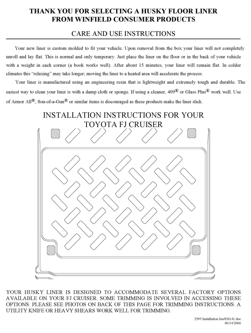 HUSKY LINERS 2595 Care and use instructions