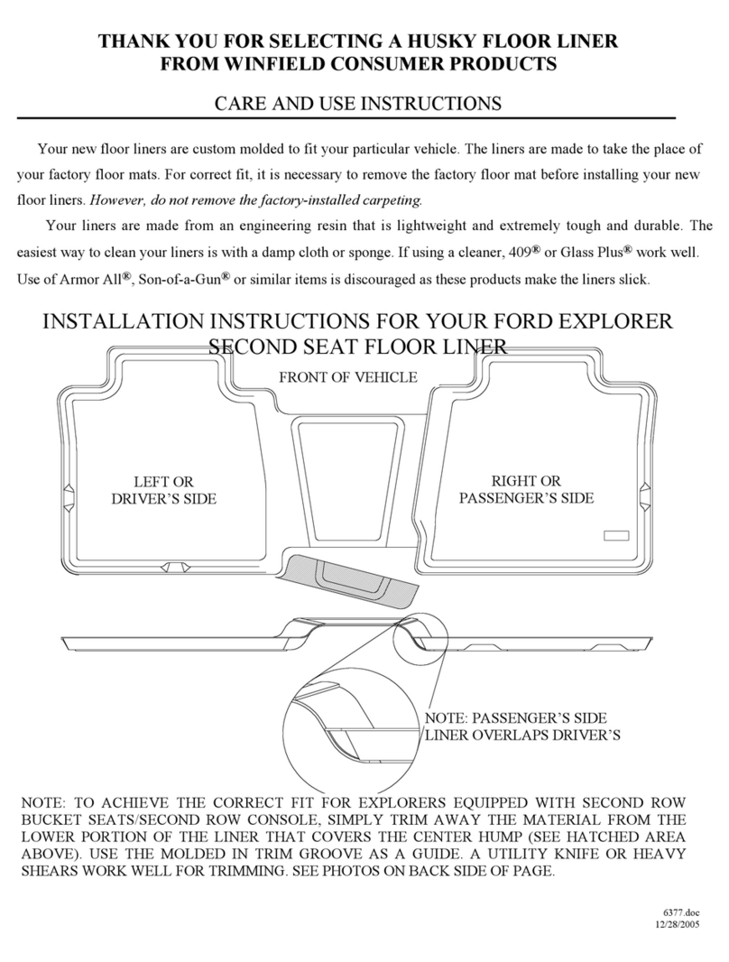 HUSKY LINERS 6377 Care and use instructions