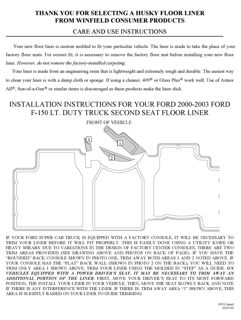 HUSKY LINERS 6334 Care and use instructions