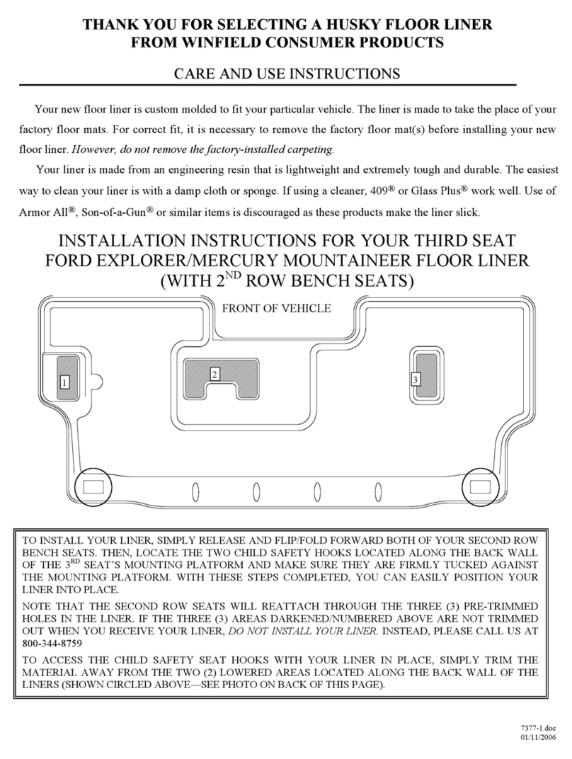 HUSKY LINERS 7377 Care and use instructions