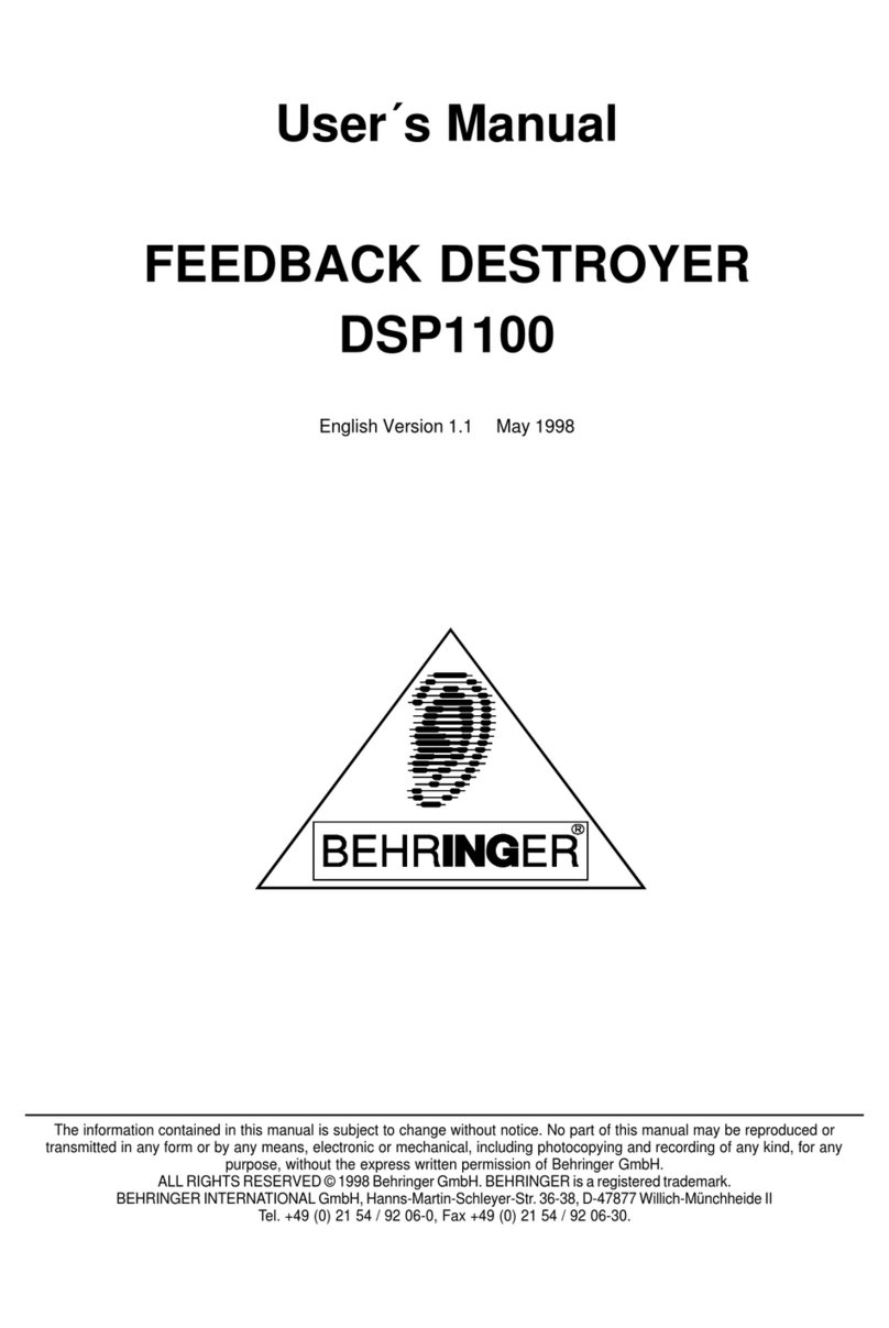 Behringer FEEDBACK DESTROYER DSP1100 User manual