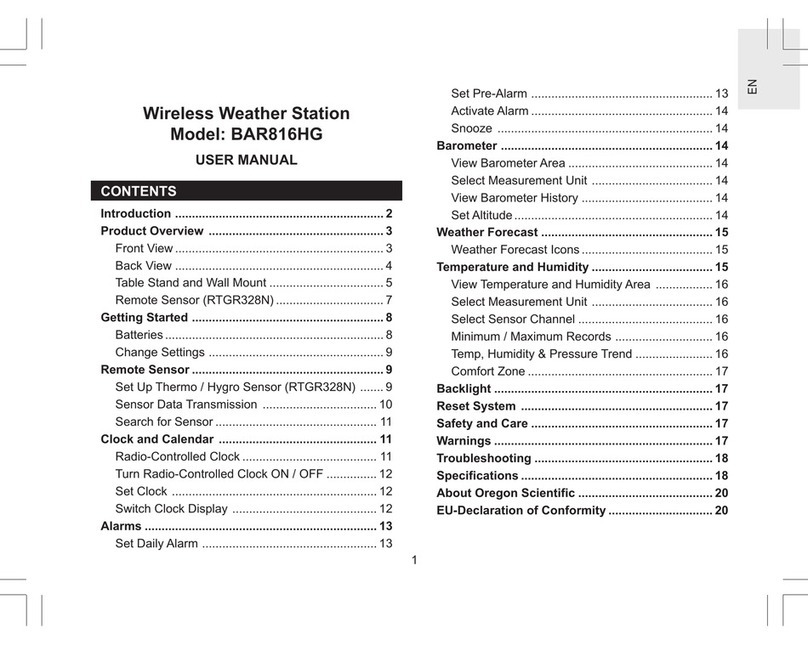 Oregon Scientific BAR816HG User manual