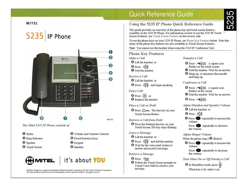 Mitel 5235 Quick reference guide