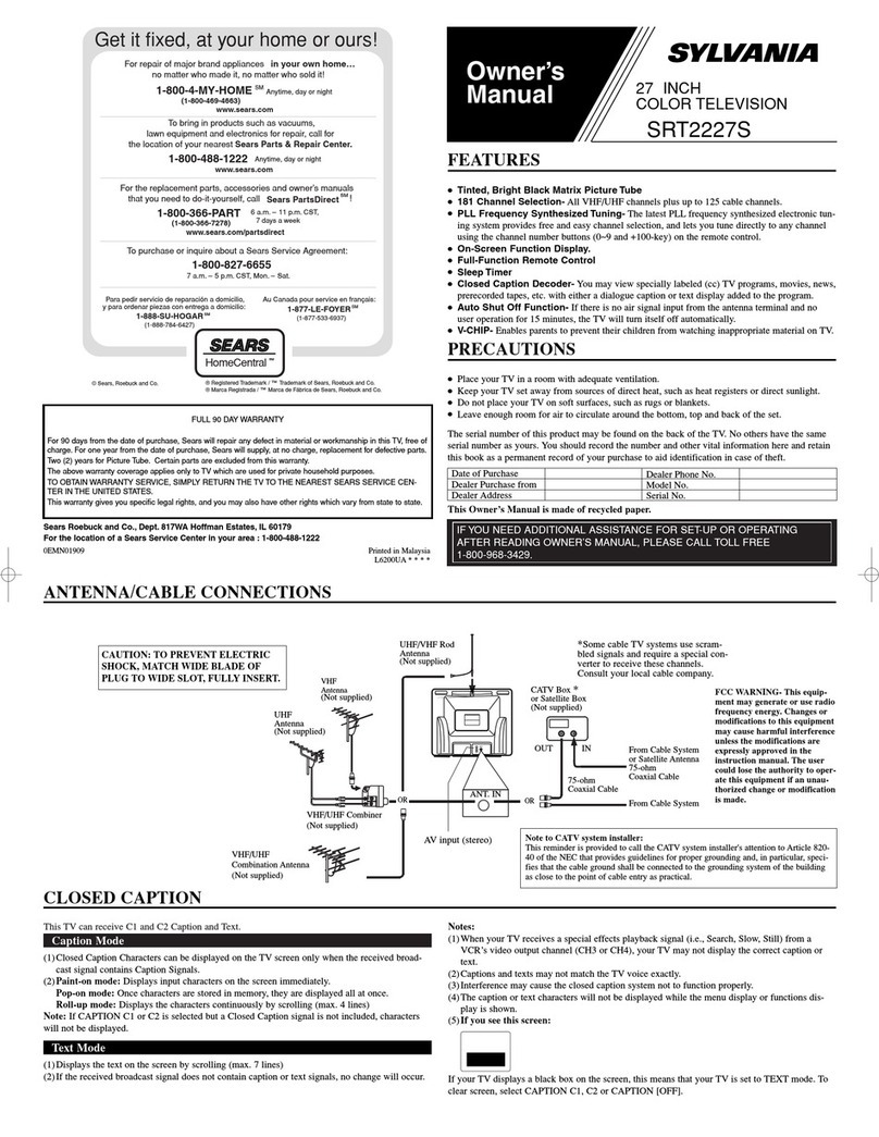 Sylvania SRT2227S User manual