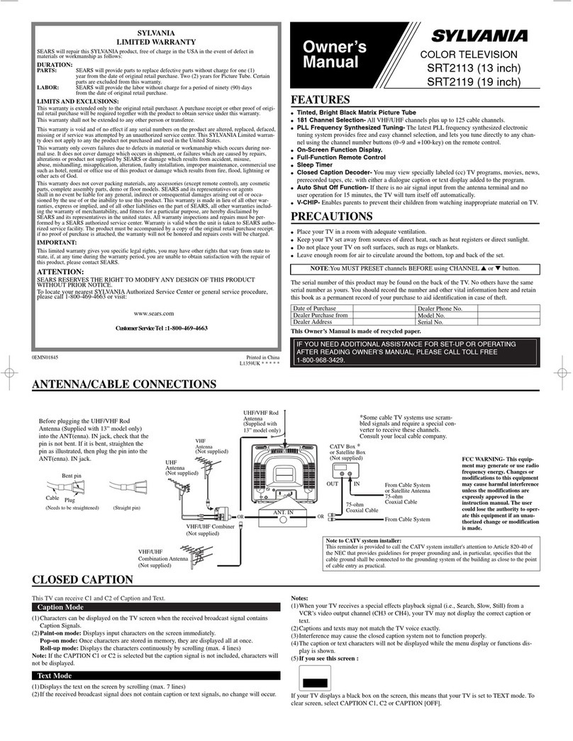 Sylvania SRT2119 User manual