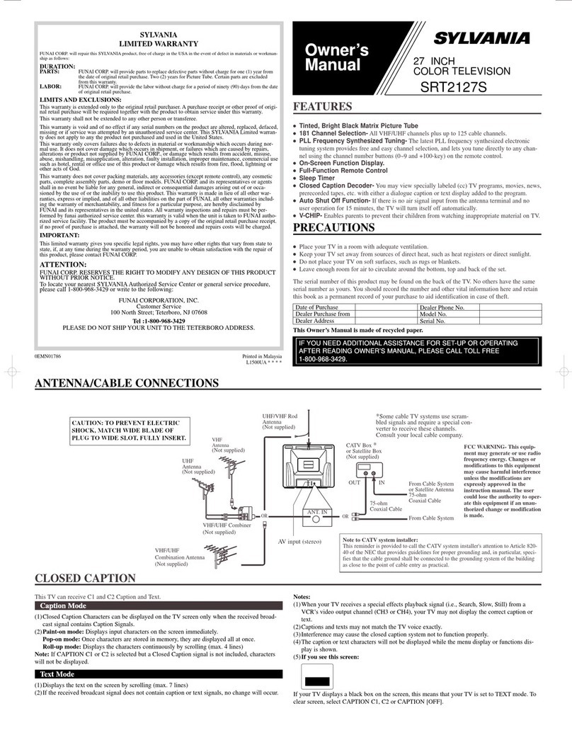 Sylvania SRT2127S User manual