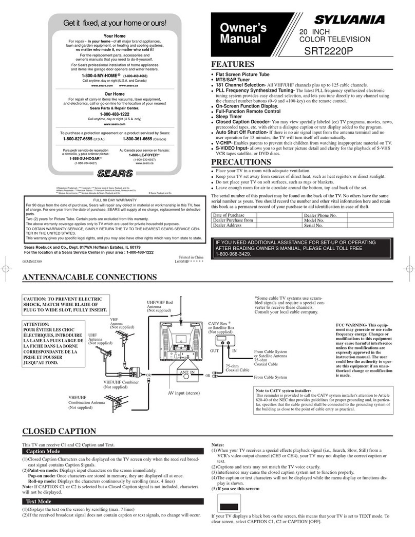 Sylvania SRT2220P User manual