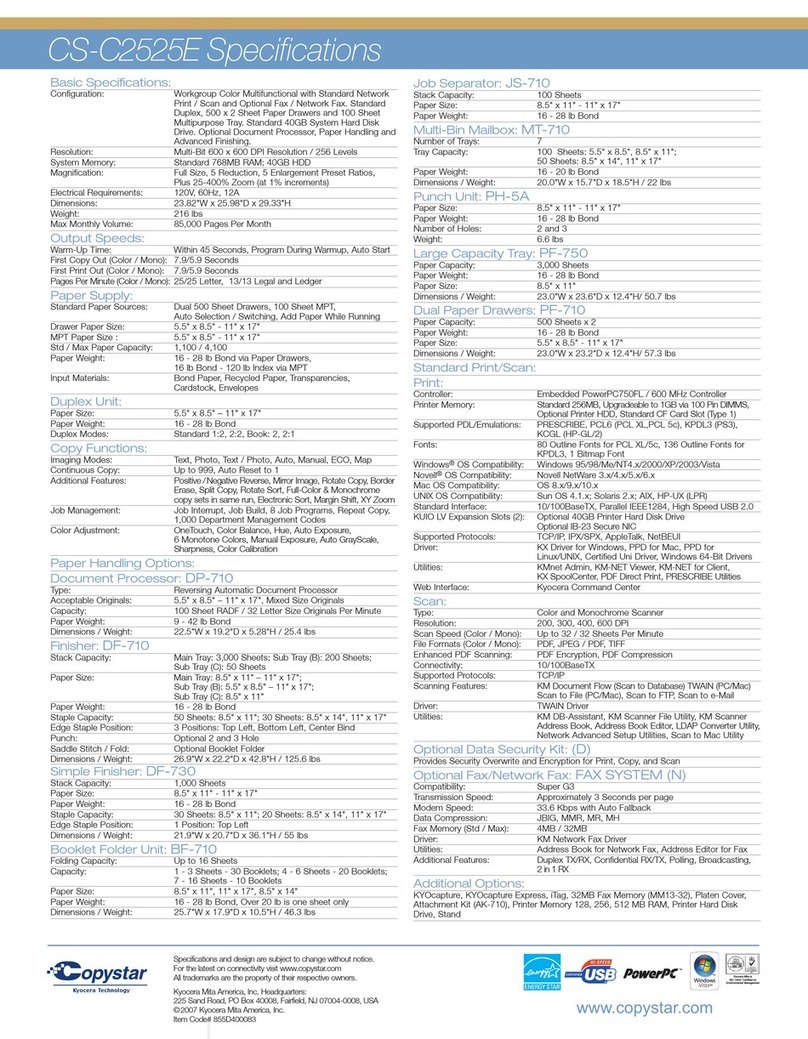 Copystar CS-C2525E Specifications