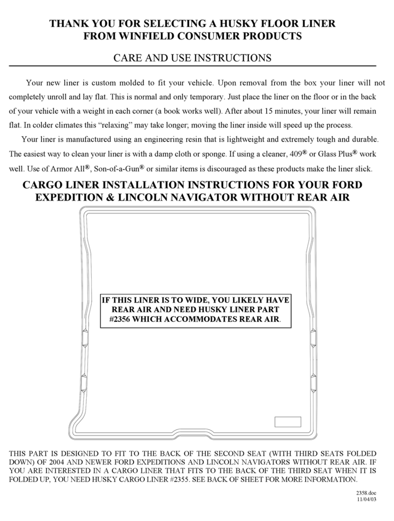 HUSKY LINERS 2358 Care and use instructions