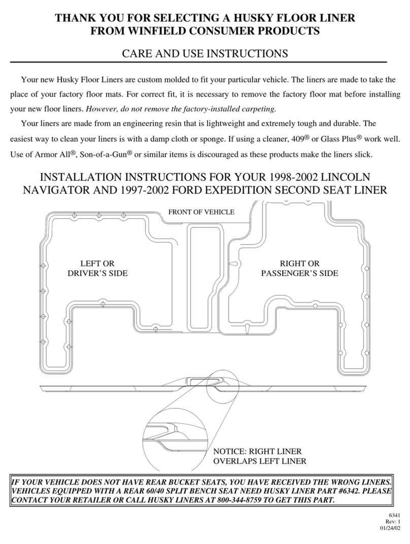 HUSKY LINERS 6341 Care and use instructions