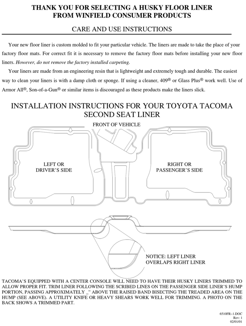 HUSKY LINERS 6510FR Care and use instructions