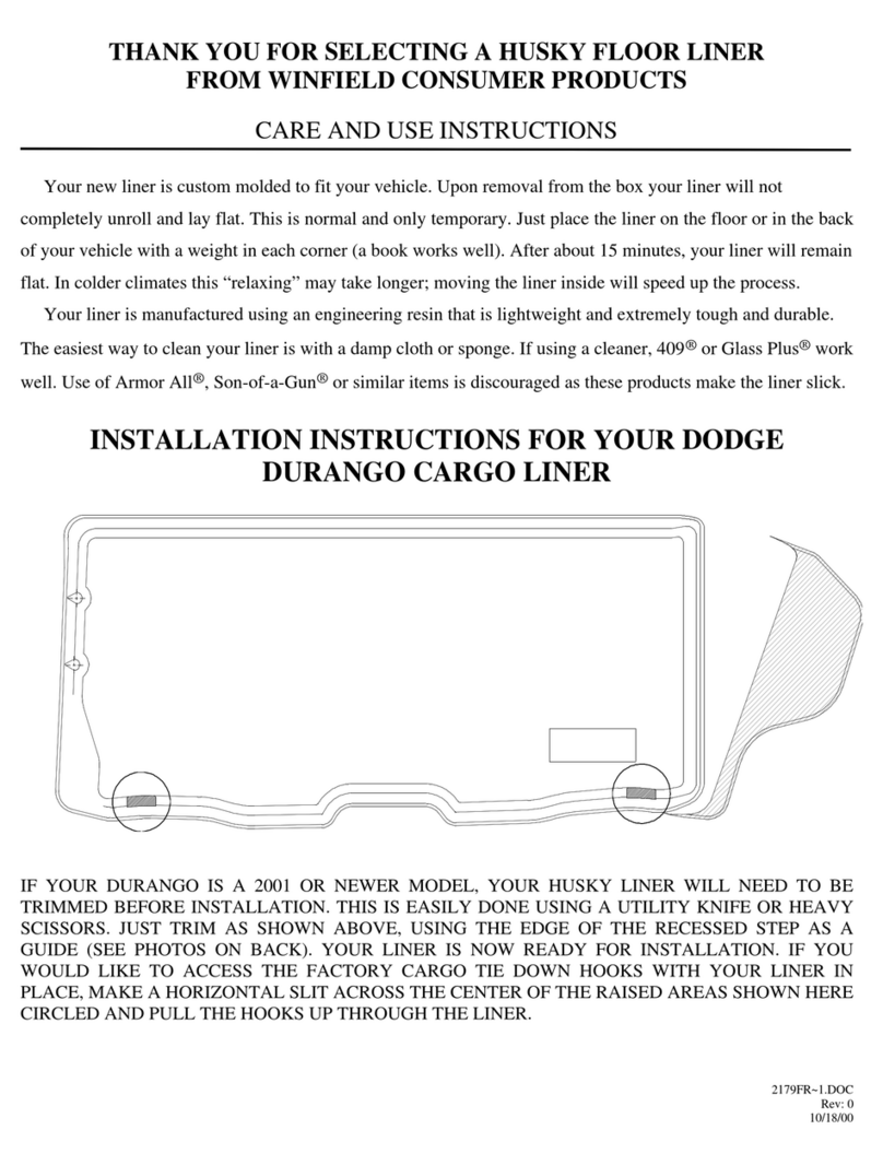HUSKY LINERS 2179FR Care and use instructions